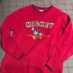 Vintage Disney Mickey Mouse Sweatshirt Red Walt Disney World Size S